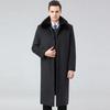 Lapel Men's Middle-aged and Elderly Knee-length Extended Wool Woolen Coat Removable Down Jacket Lining Real Fur Collar Coat
