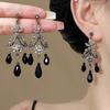 Korean Fashion Zircon Black Drop Earrings For Women Vintage Tassel Dangle Bridal Earrings Party Jewelry Accessories Gifts