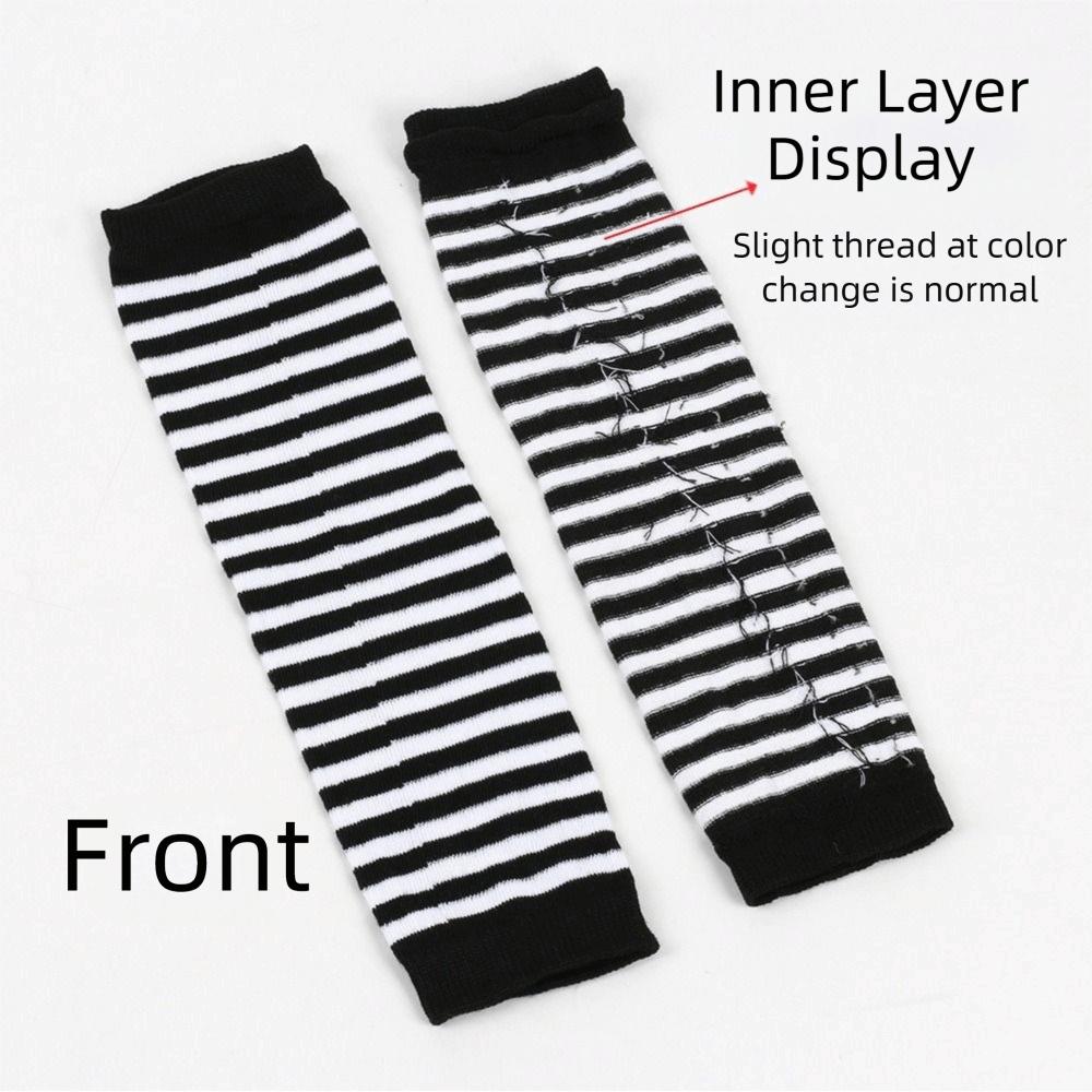 Arm Cover Fingerless Long Glove Striped Cool Stretch Gloves Women Girls Elbow Mitten Winter Season