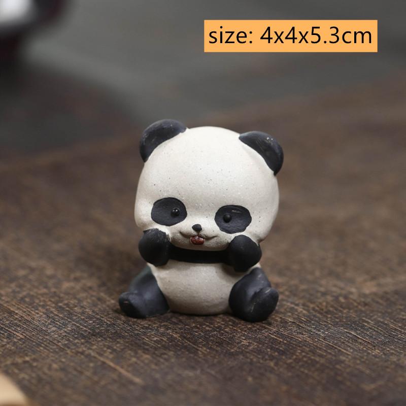 Китайский Исин Милый Фиолетовый Глиняный Чайный Питомец Ручной Работы Статуэтка Панды Чайная Фигурка Украшения Ремесла Чайный Набор Декор Аксессуары