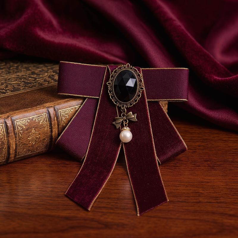 Heritage Style Bow Tie Pearl Adorned Neck Accessory for Sophisticated Events