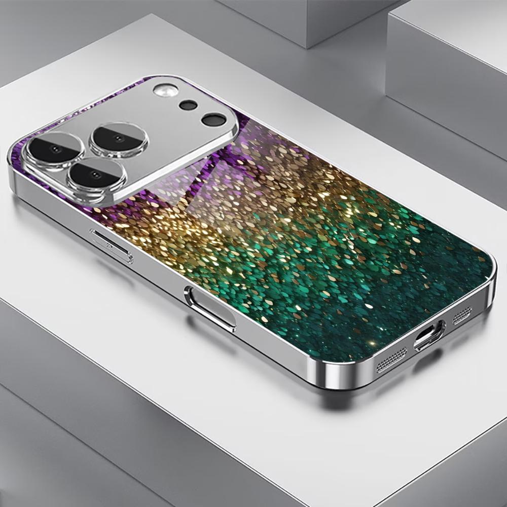 Красочный гальванизированный стеклянный чехол для телефона iPhone 17 16 15 14 13 12 11 Pro Max Plus 16E 17Air