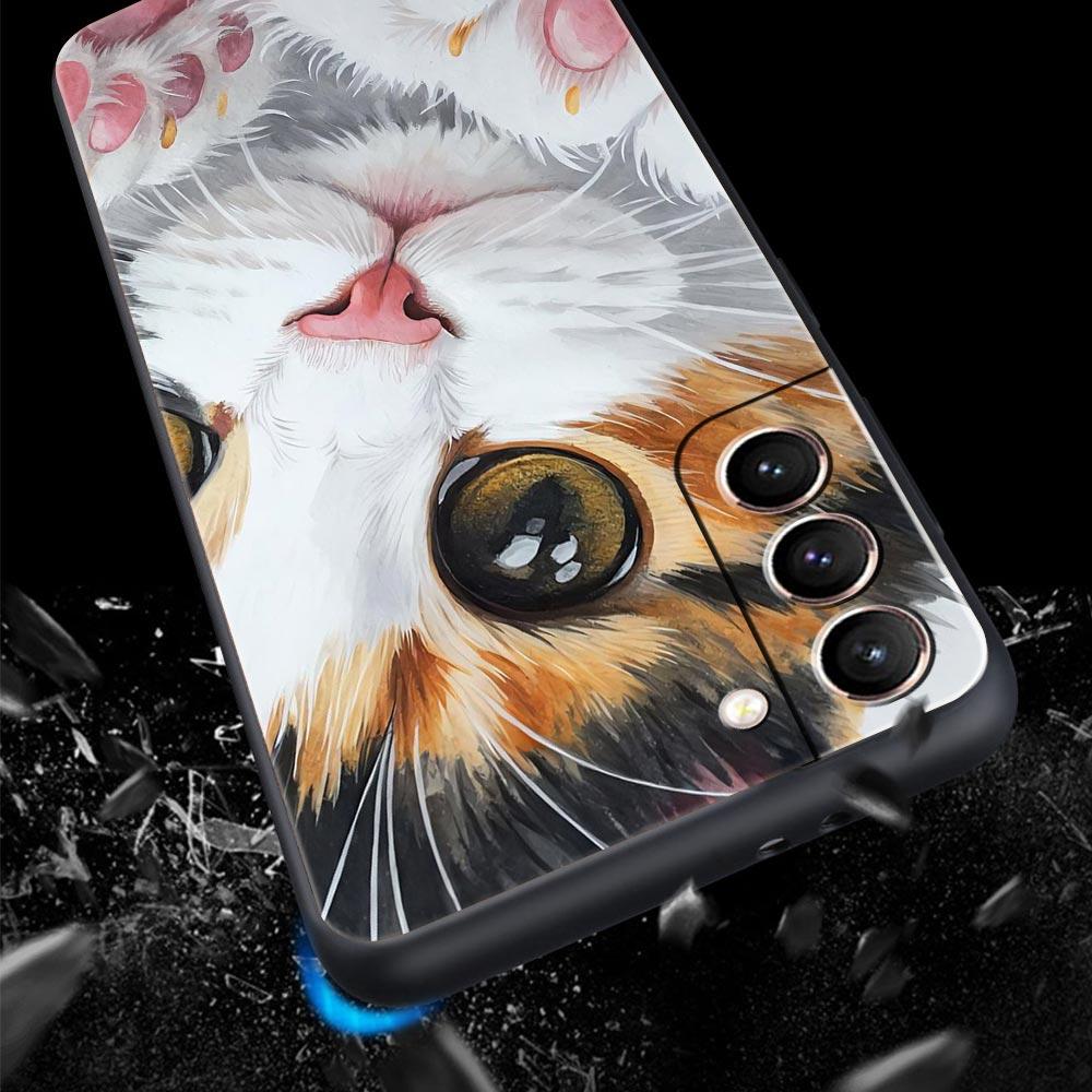 Cute Cat Phone Case Cover for Samsung Galaxy S26 S25 S24 S23 S22 S20 S21 FE Ultra S25 Edge Plus 5G Soft TPU Shell Fundas Capas