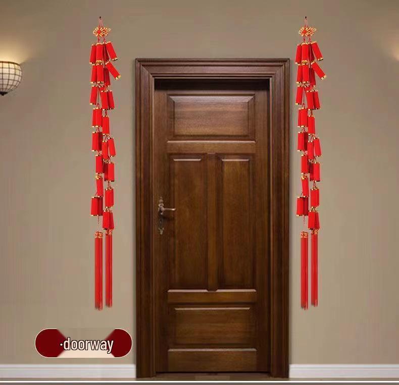 Новогодние украшения 2025 года - года Змеи: Подвески-мешочки с красным перцем чили «Фейерверк» на китайский Праздник весны