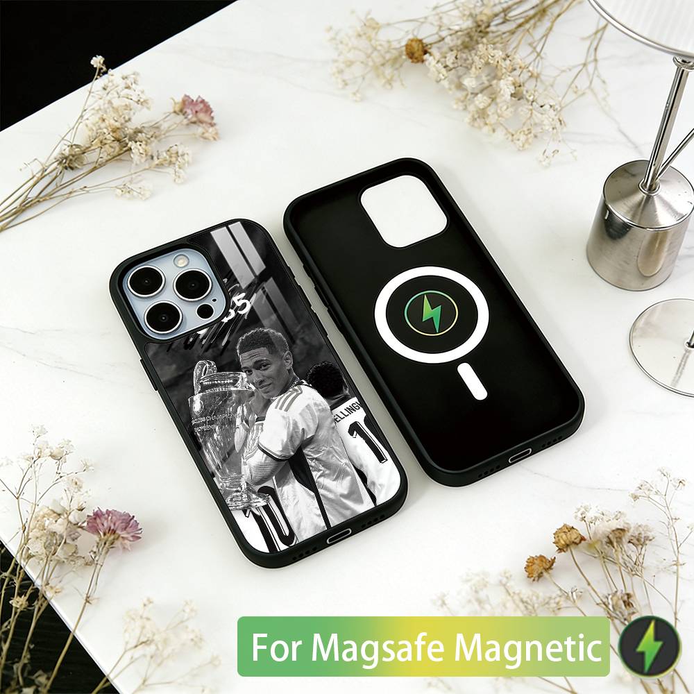 Чехол для телефона Football J-Jude B-Bellinghams Для iPhone 17, 16, 15, 14, 13, 12, 11 Plus, Pro Магнитный Для Magsafe Беспроводной Зарядки