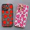 Модный Чехол Красное Сердце Розовый Чехол на Весь Экран для iPhone 15 14 13 12 11 Pro Max Mini X XS XR 7 8 Plus Ударопрочный Чехол