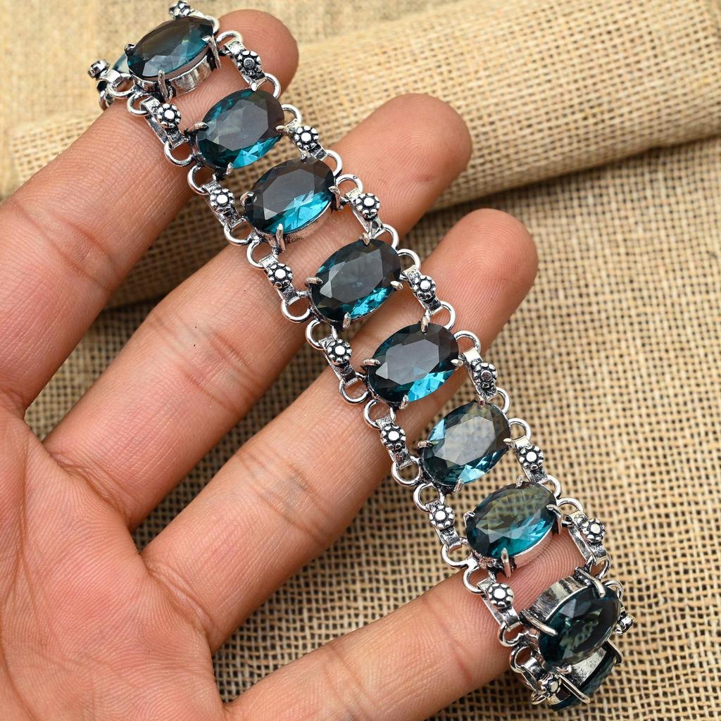 Awesome Alexandrite Gemstone Handmade 925 Sterling Silver Jewelry Bracelet For Women