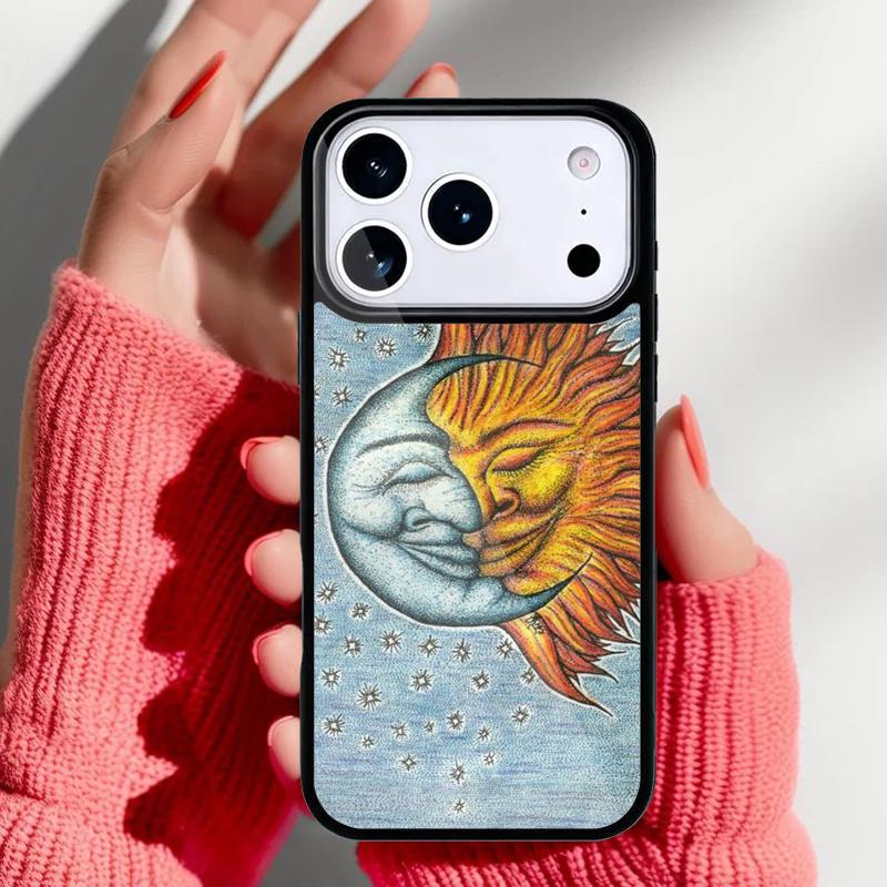 Винтажный чехол для телефона с луной, солнцем и звездами для iPhone 17 Air 16e 15 14 13 Pro Max Задняя крышка для 12 11 Pro Coque