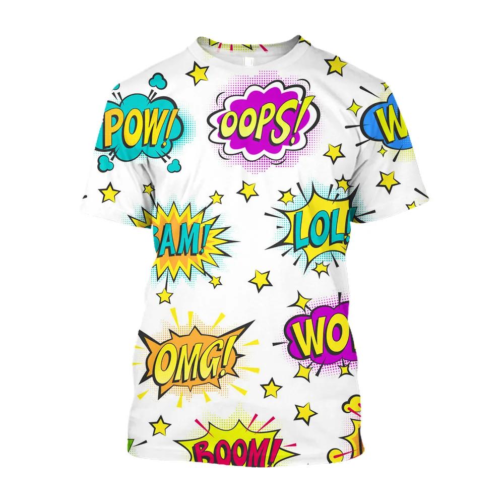 Футболка с забавным рисунком из мультфильма, мужская летняя трендовая повседневная модная футболка в стиле хип-хоп с круглым вырезом и принтом