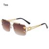 2025 Vintage Rimless Sunglasses Men Women Fashion Oversized Square Shades Eyewear New Double Bridge Gradient UV400 Sun Glasses