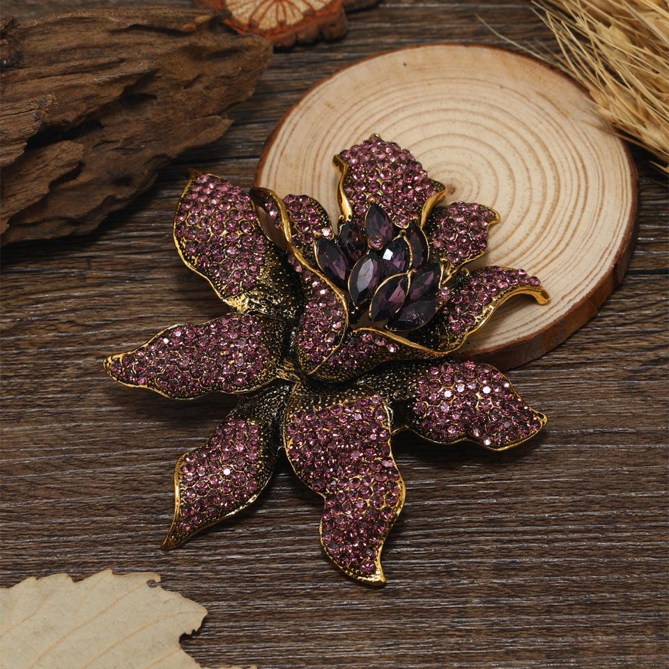 Винтажная брошь с орхидеей и стразами, женские украшения, аксессуары для корсажа, женская булавка для вечеринки, банкета