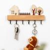 Wooden Key Hook Rack Wall Mounted Door Back Clothes Hook  For Kitchen Bathroom Bedroom