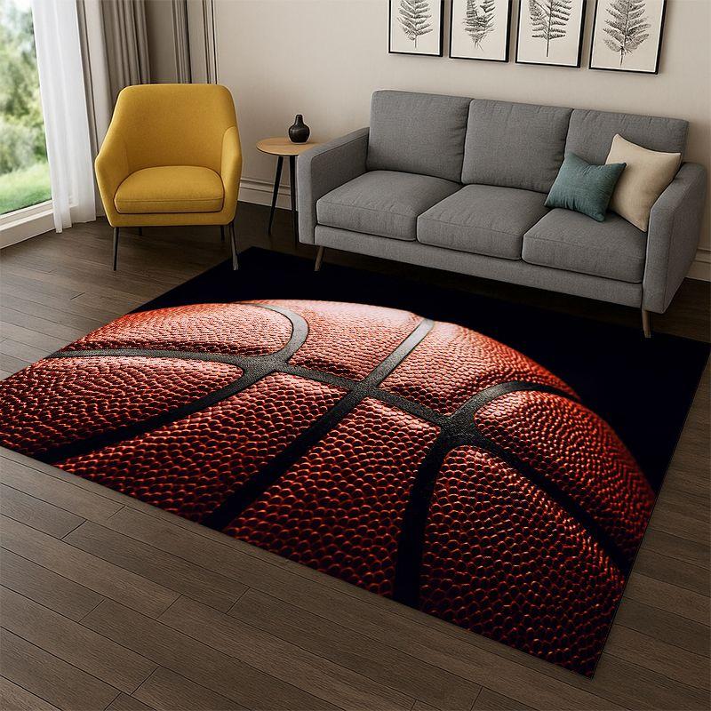 Retro Basketball Court Cartoon Sports Carpet Rug for Bedroom Living Room Sofa Playroom Doormat Home Decor,Kid Area Rug Non-slip