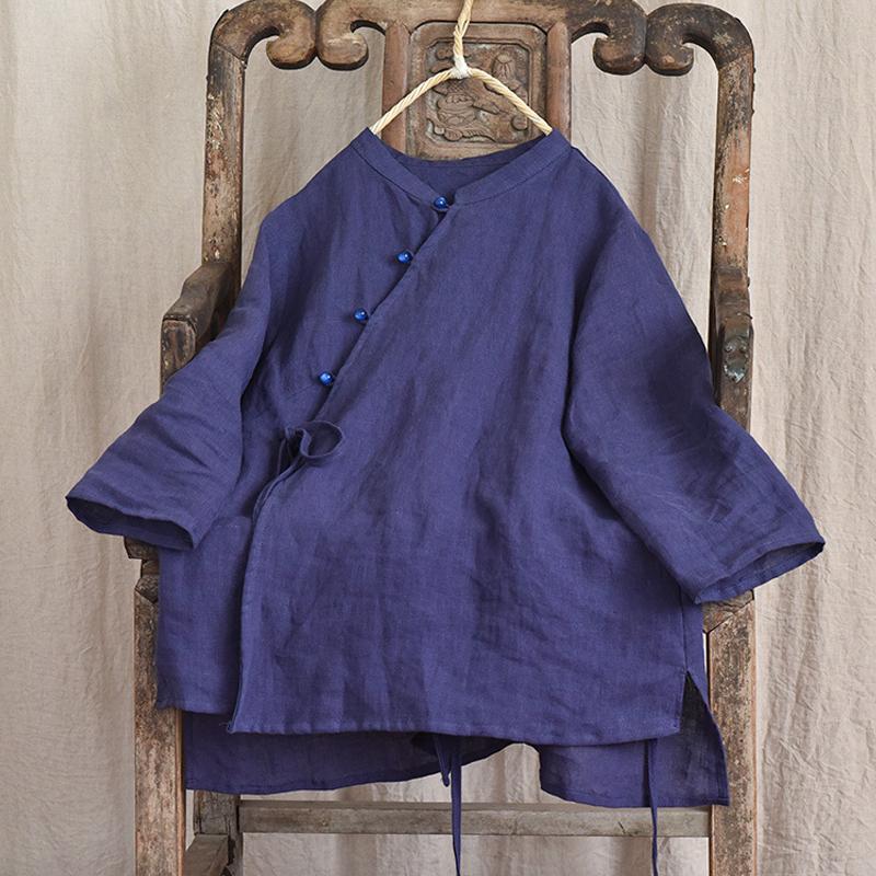 Johnature Женские рубашки в китайском стиле, топы, однотонные, с длинным рукавом, блузки, весенние женские рубашки на пуговицах