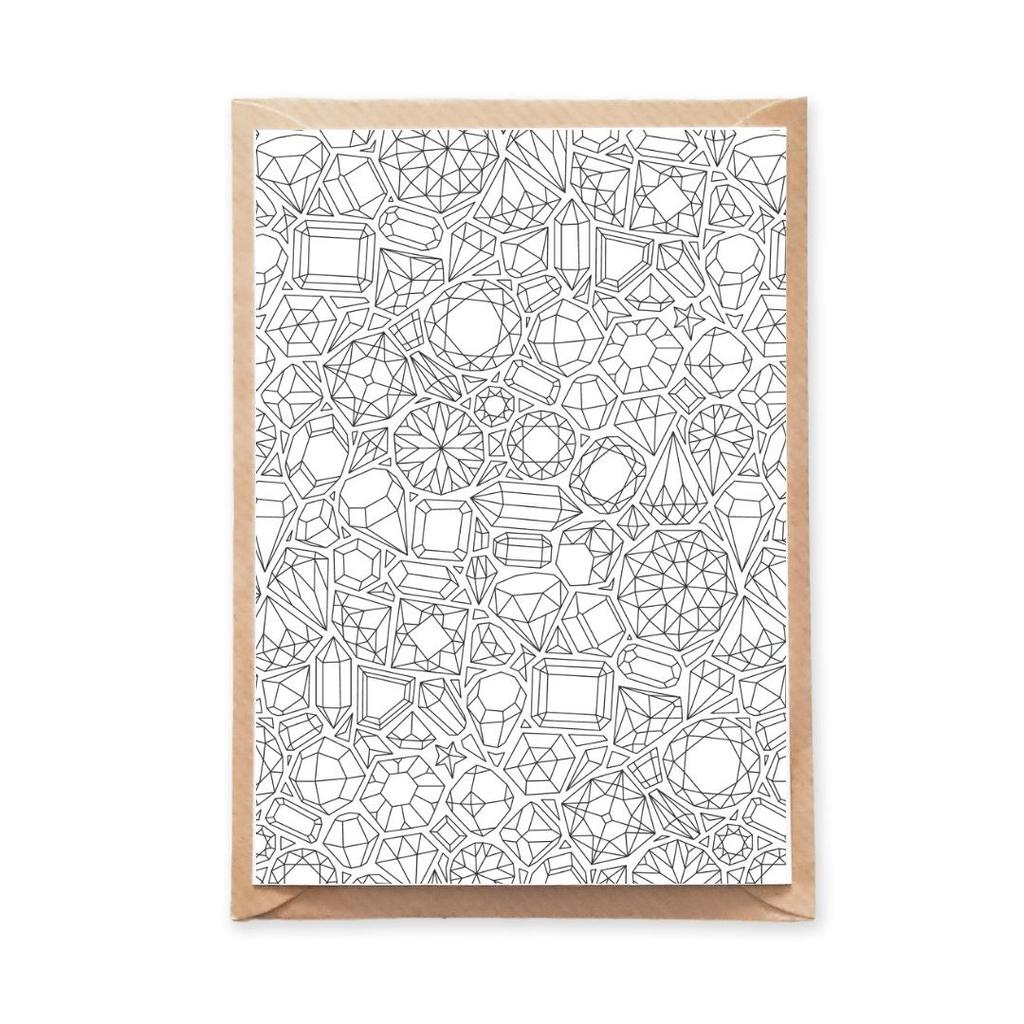 Открытка-раскраска для взрослых с узором из драгоценных камней, канцелярские товары для рисования своими руками