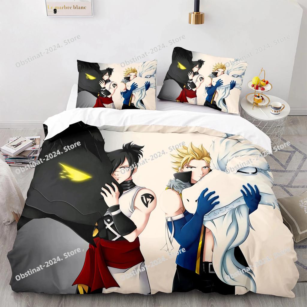 Fairy Tail Bedding Set Printed With Pillowcase Bed Duvet Cover Soft Single Double Queen Super King Size Fairy Tail Aldult Kid