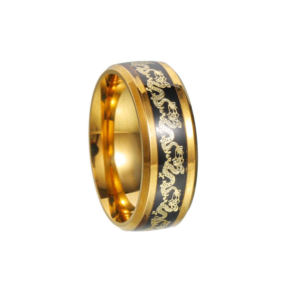 Jiu Zi Li Huo Dragon and Phoenix Titanium Steel Couple Rings - 25th Anniversary Edition