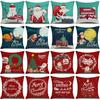 Merry Christmas Pillowcase Holiday Cartoon Santa Claus Snowman Pillowcase Cushion Cover for Sofa