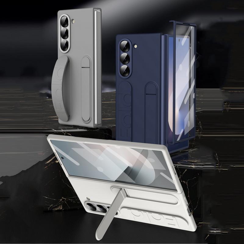 Роскошный силиконовый складной чехол-браслет для Samsung Galaxy Z Fold6 со скрытым кронштейном, противоударная защита объектива с закаленной пленкой, чехол для телефона