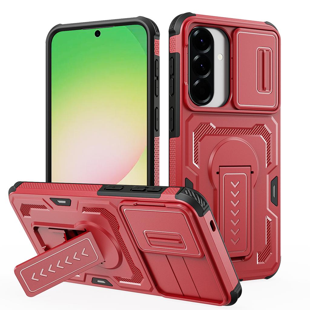 Чехол-слайдер с защитой камеры и подставкой для Samsung Galaxy A16 A26 A36 A56 A17 A37 A57 5G, ТПУ-рамка, пластиковая задняя крышка