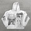 25 Y2K Retro Angel Print Zip Hoodie Unisex Loose Fit Sweatshirt Teens