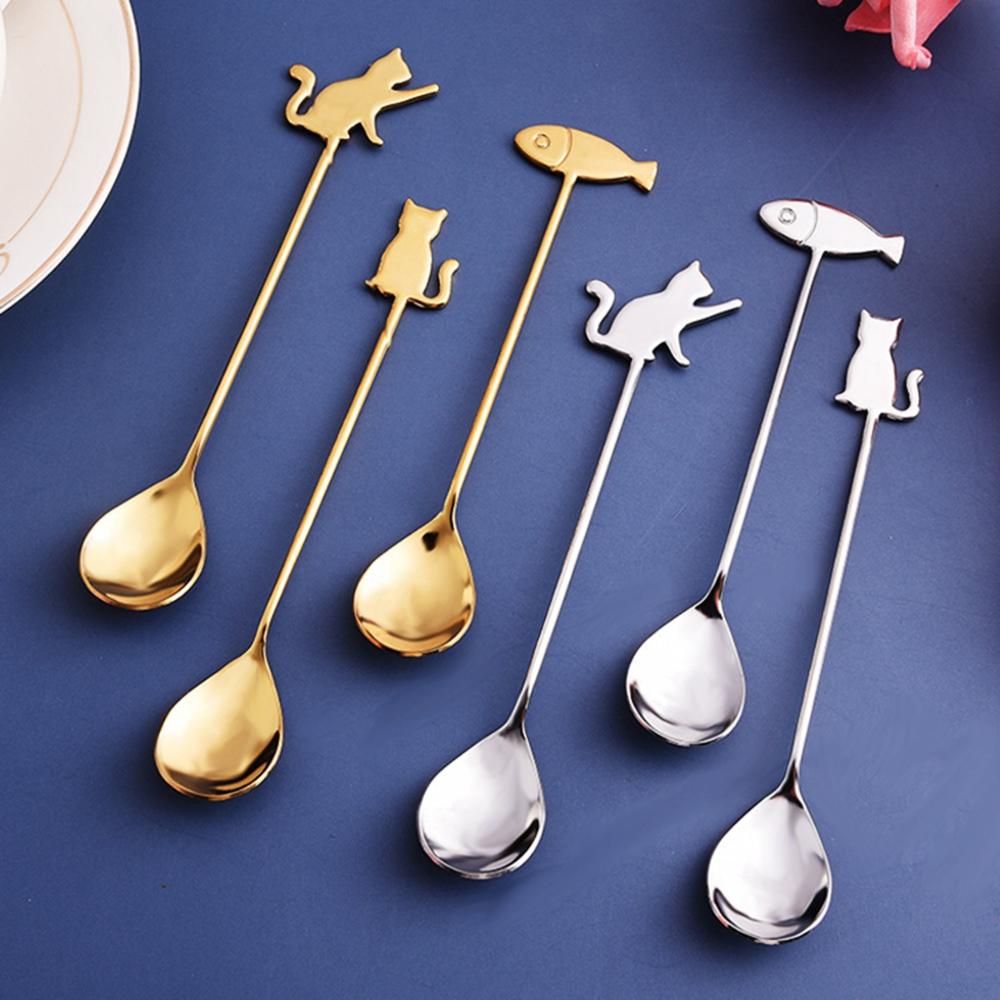 Cute Stainless Steel Mixing Home Drinking Stirring Tool Teaspoon Milk Spoon Coffee Accessories