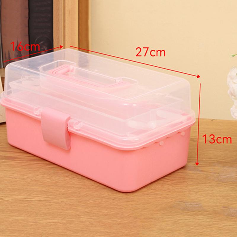 3 Layers Large Capacity Storage Box With Handle Foldable Plastic Portable Makeup Hairpin Organizer Nail Art Jewelry Box