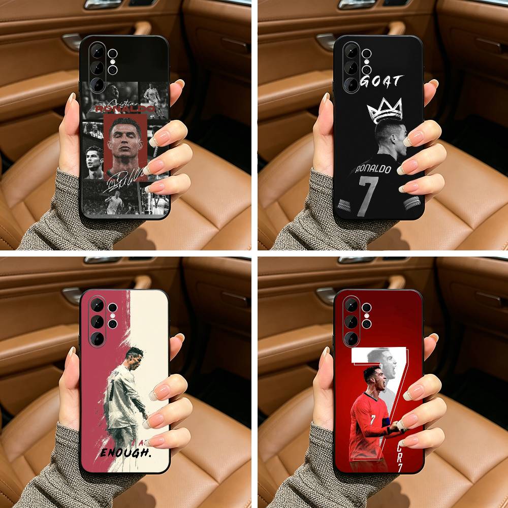 Футбольный чехол для телефона с изображением Роналду № 7 Для Samsung S25, S24, S21, S22, Plus S23, S30, Ultra, S20, Fe, Lite, Черный Мягкий Силикон