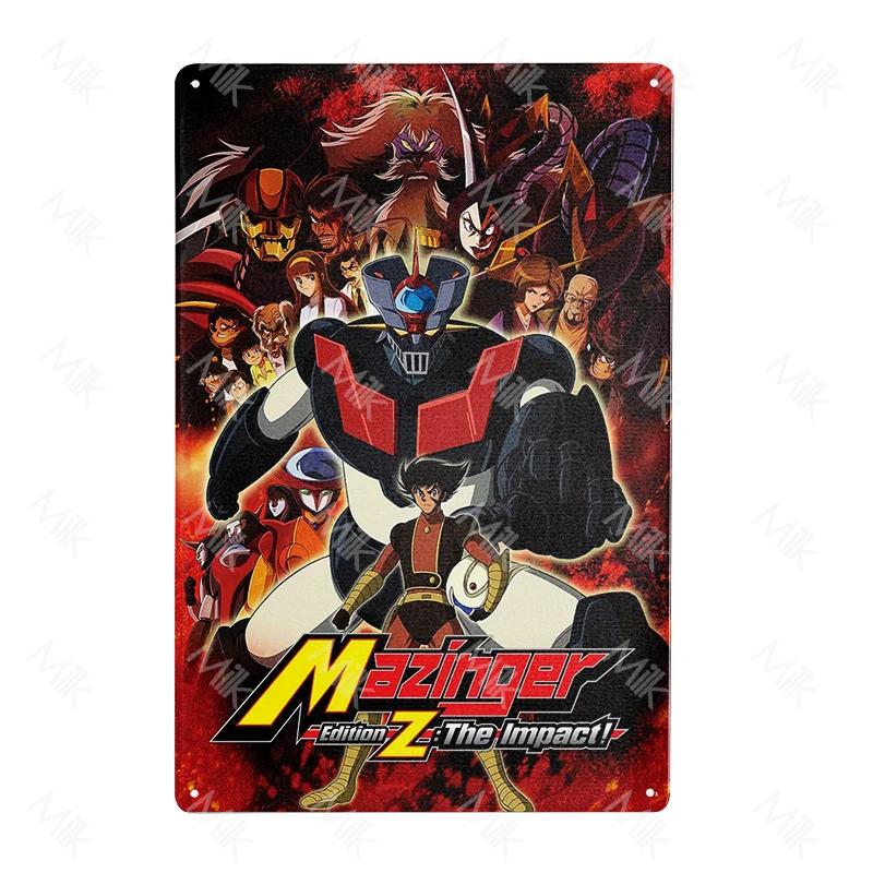 Anime Goldrake Goldorak Mazinger Z Metal Tin Sign Rectangle UFO Robot Grendizer Signs Plaque Bar Cafe Bedroom Wall Art Decor