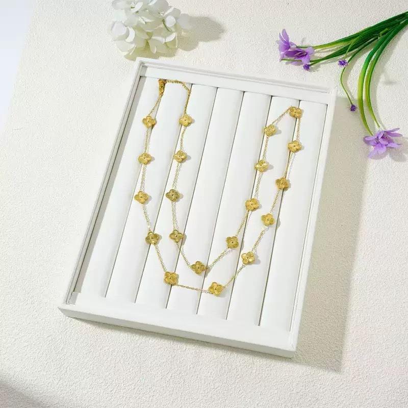 Модное высококачественное роскошное ожерелье-цепочка для свитера «Четырехлистный клевер», длина 90 см, ожерелье «Двадцать цветов»