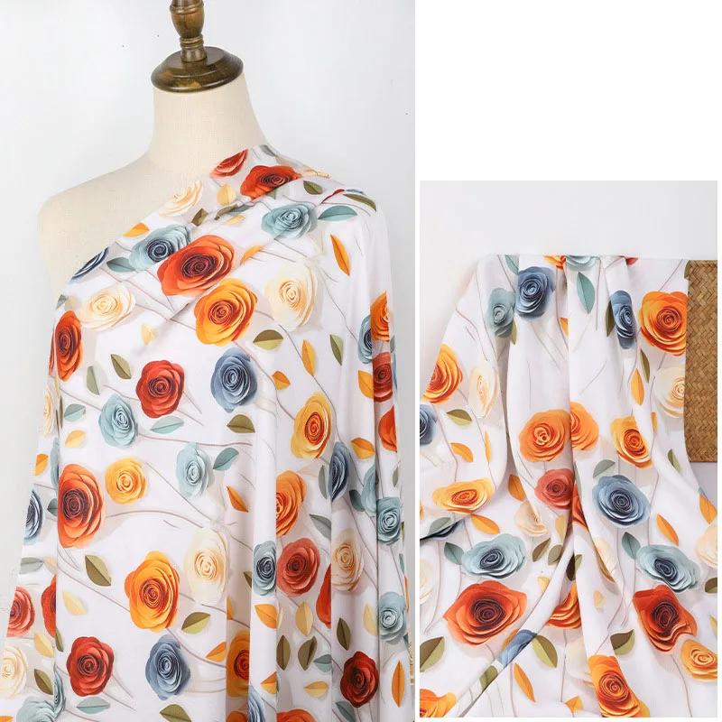 3D-принт Цветок Полиэстер Хлопок Ткань 100x140 см Юбки Детские Рубашки Пижамы Шапки Ручная работа DIY Ремесла Швейная Ткань