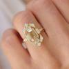 Роскошное американское кольцо с цирконом, классический стиль, инкрустированное бриллиантом цвета шампанского, женское ювелирное изделие