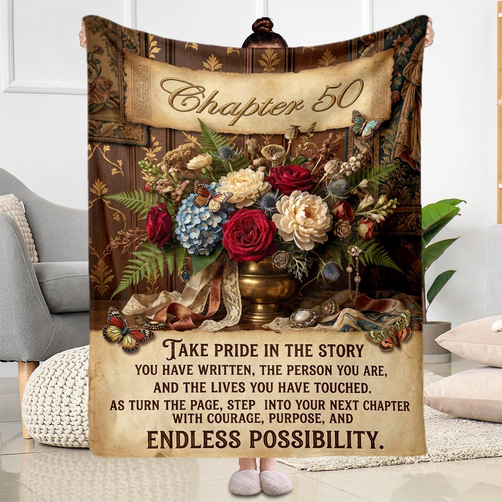 Princess 50th Birthday Celebration Flannel Blanket-Soft and Suitable for Sofas,Beds,Offices,Travel,All Seasons,Great Gift for Holidays and Birthdays.
