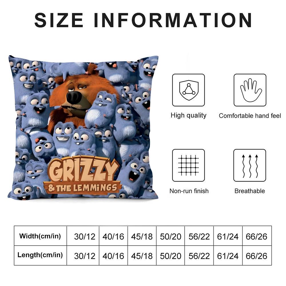 Чехол на подушку G-Grizzly и L-Lemmings, шелковистый короткий плюш, двусторонний печатный наволочка для дивана, для всех сезонов, декор для дома, подарок