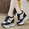 Fashion White Sneakers Women's High Platform Casual Shoes Height Increasi Leathe Shoes 10 CM Thick Sole  Tennis Sports