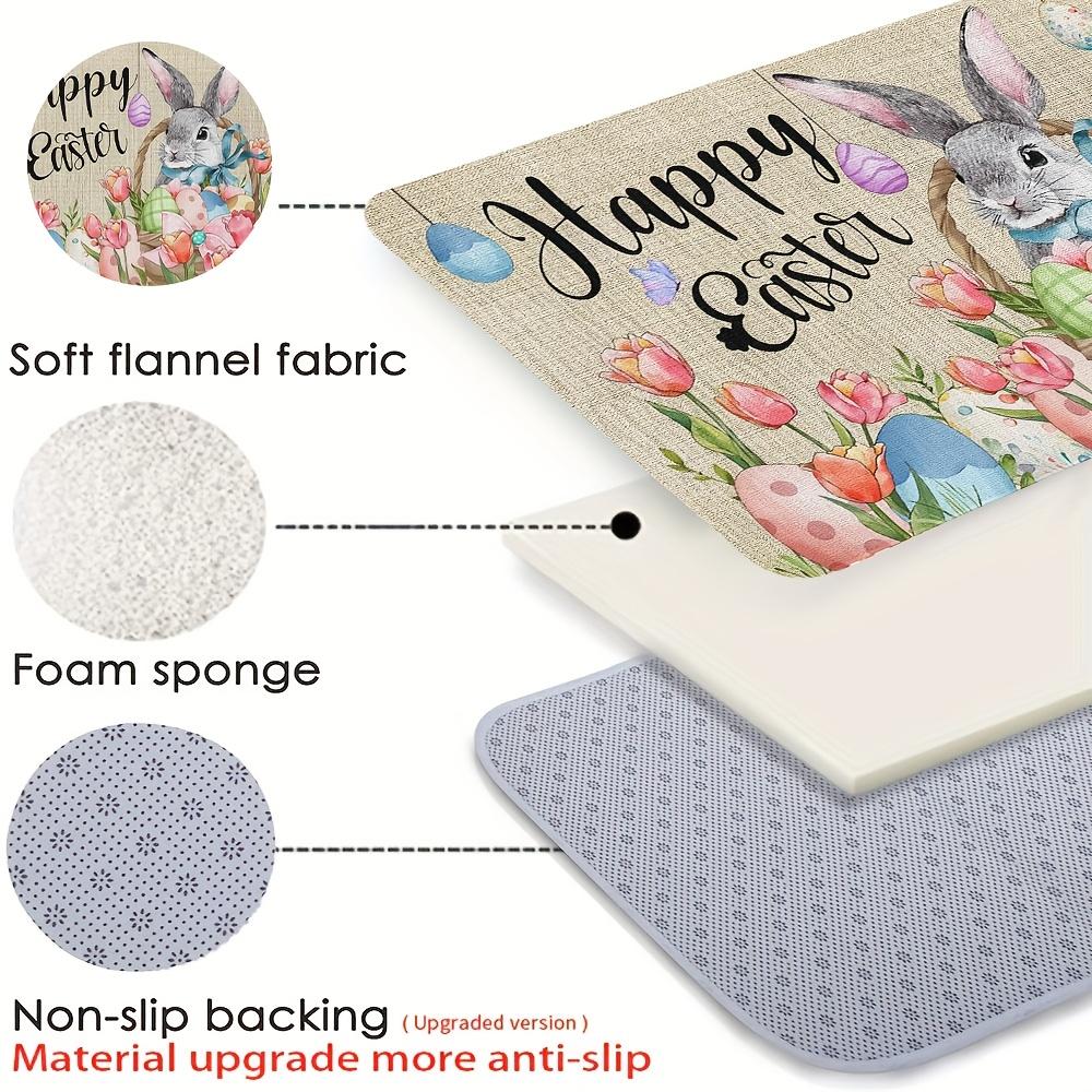 VIKAMA Easter Welcome Doormat Rabbit and Egg Design Indoor/Outdoor Non-Slip Mat Living Room & Bedroom Entrance Rug Home Decor