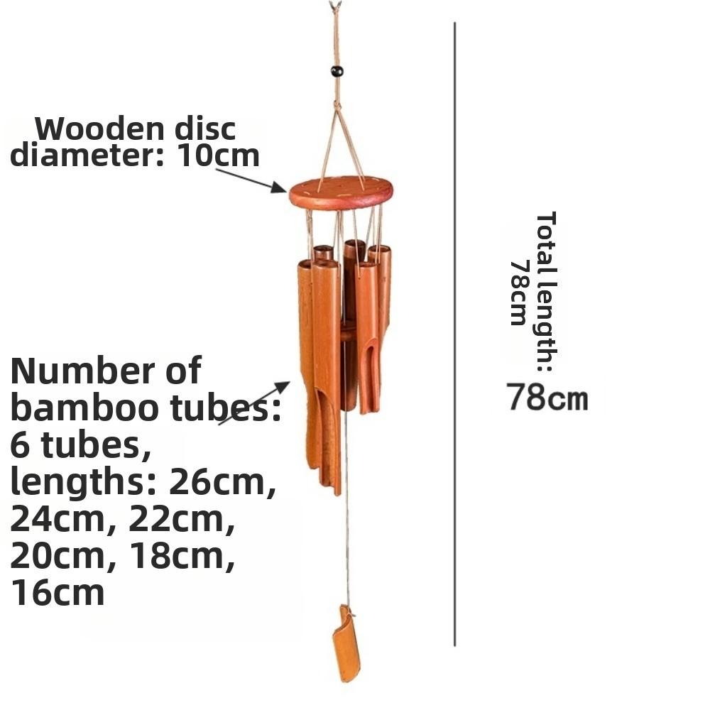 6 Tubes Bamboo Wind Chime Hand-Carved Garden Art Crafts Retro Hang Decorations Home Decoration
