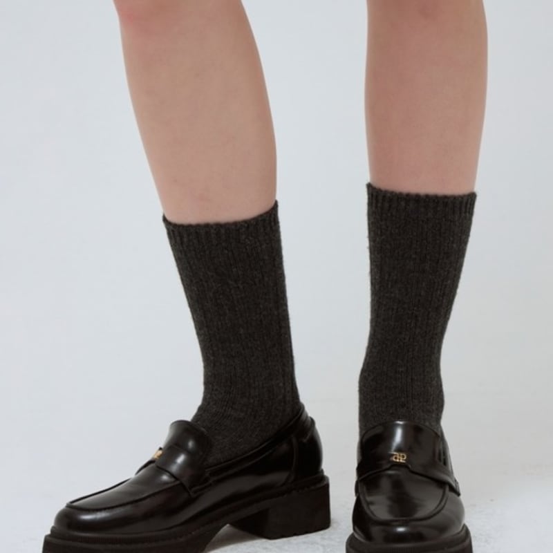 Носки в рубчик из кашемировой смеси DEPOUND - угольный