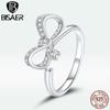 925 Sterling Silver Bow of Ribbon Finger Rings for Women CZ Stackable Adjustable Rings