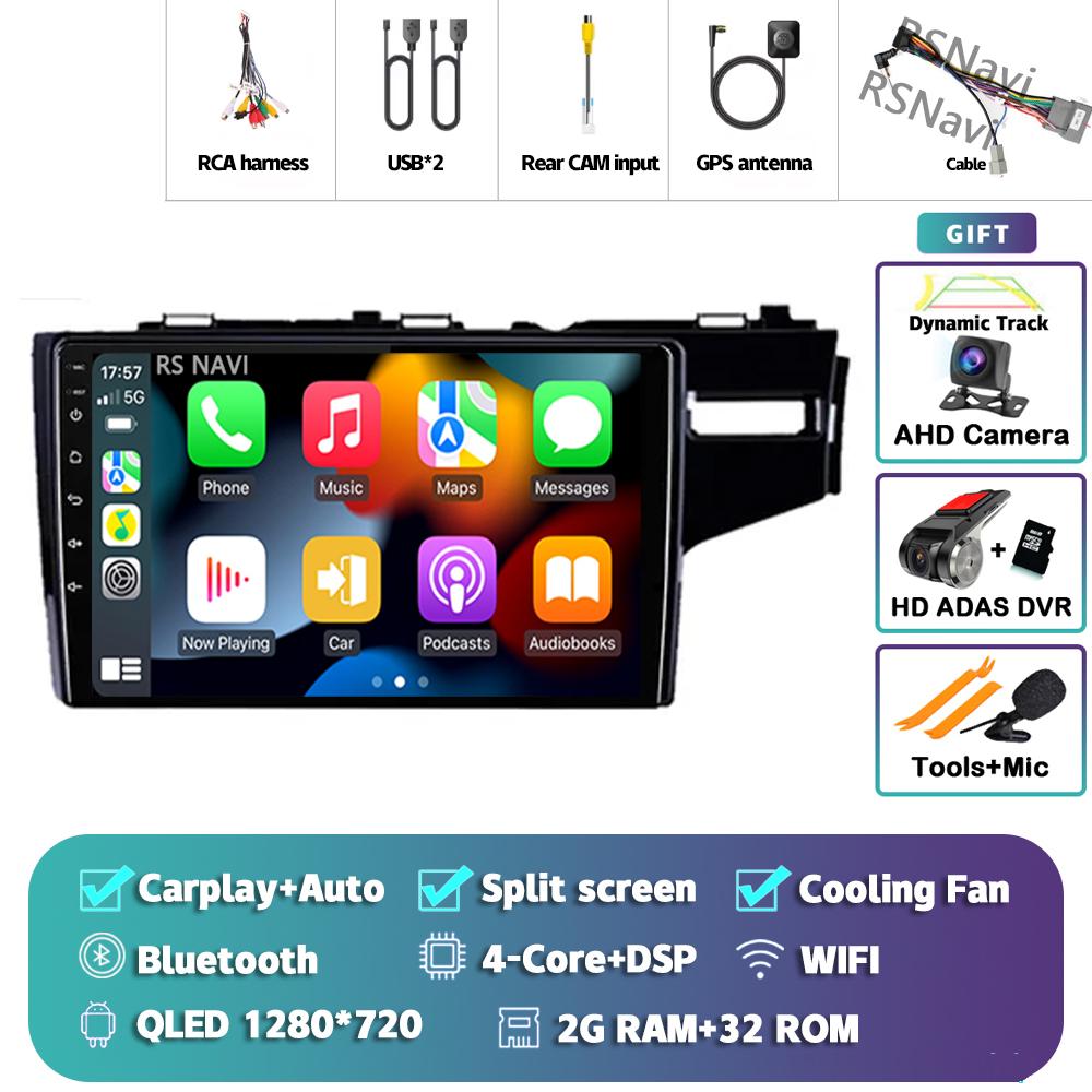 Android 14 Carplay Auto для Honda Jazz Fit 2014 - 2015 Автомобильный радиоплеер Мультимедиа стерео 360 Камера Навигация Видео AI Voice