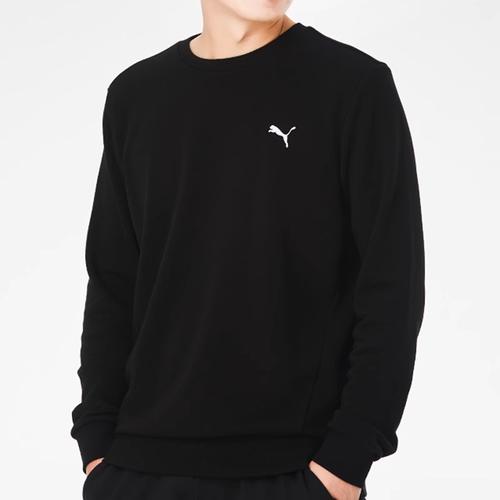 Puma Свитшот с вышитым логотипом, круглый вырез, для мужчин, черный