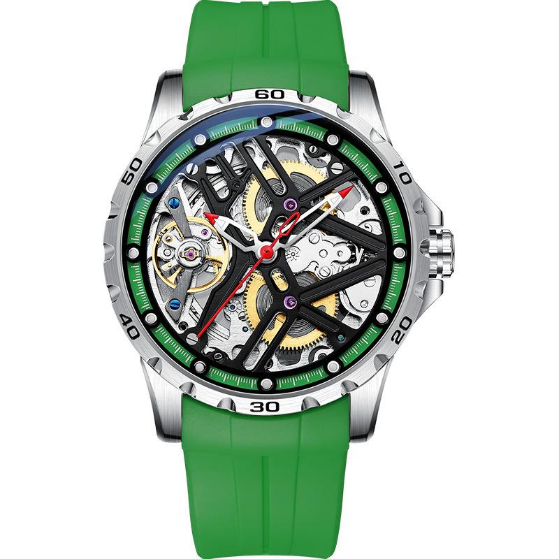 AILANG новые часы полые полностью автоматические механические часы водонепроницаемые мужские часы силиконовая лента