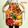 1pc 2D Flat Printing Kitchen Apron, Italian Food Ramen, Penne Tomato Sauce, Basil, Parmesan Cheese, Red And White Checkered Tablecloth Pattern, Cookin
