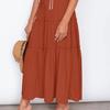 Стильная однотонная повседневная одежда, элегантная женская летняя свободная макси-юбка для отпуска, пляжная юбка
