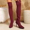 Fashion Pointed Toe Stiletto Stretch Skinny Boots High Heels Women's 2025 New Plus Size Tall Over The Knee Boots