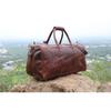 Buffalo Leather Duffle Bag: Handmade Burgundy Weekender Holdall