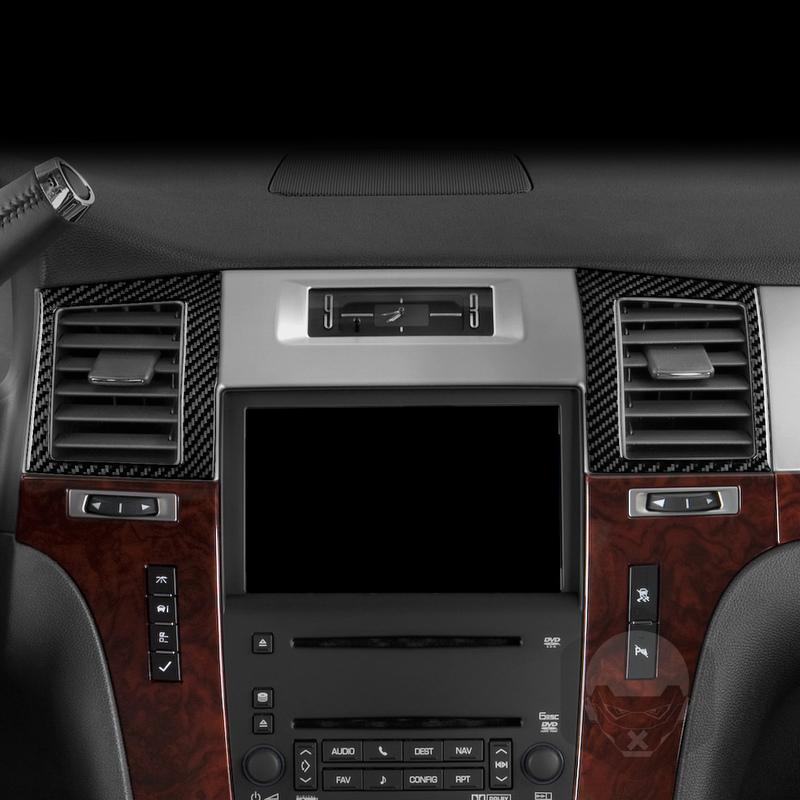 Real Carbon Fiber Car Accessories Center Air Vent Trim Decorative Cover Soft Sticker For Cadillac Escalade EXT ESV 2007-2014