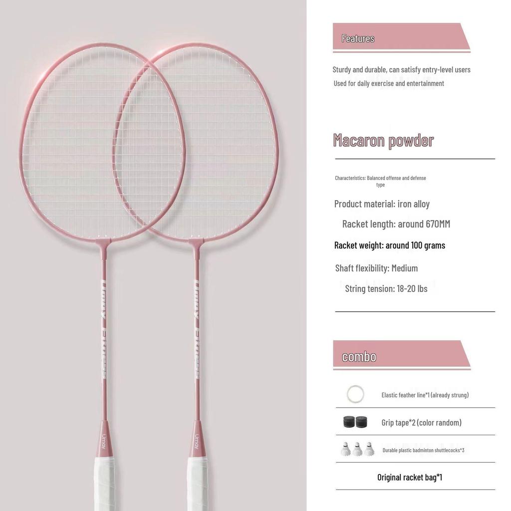 High Elasticity Adult Badminton Racket Set - Lightweight Beginner's Racket with Ball Bag for Mixed Play