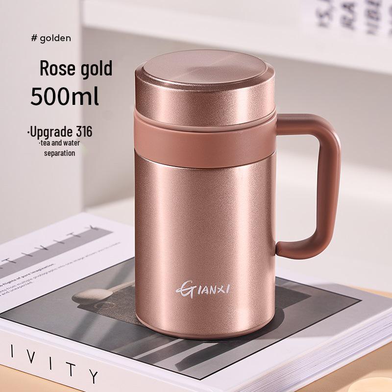 GIANTEX Premium Thermos Cup with Handle: 316 Stainless Steel Inner Liner, Tea & Water Separator, Ideal for Men and Women.