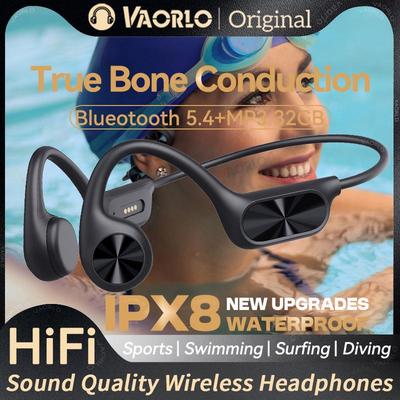 IPX8 водонепроницаемые беспроводные наушники с костной проводимостью Bluetooth 5.4+32 ГБ ОЗУ MP3-плеер HIFI музыкальная спортивная гарнитура для плавания с микрофоном